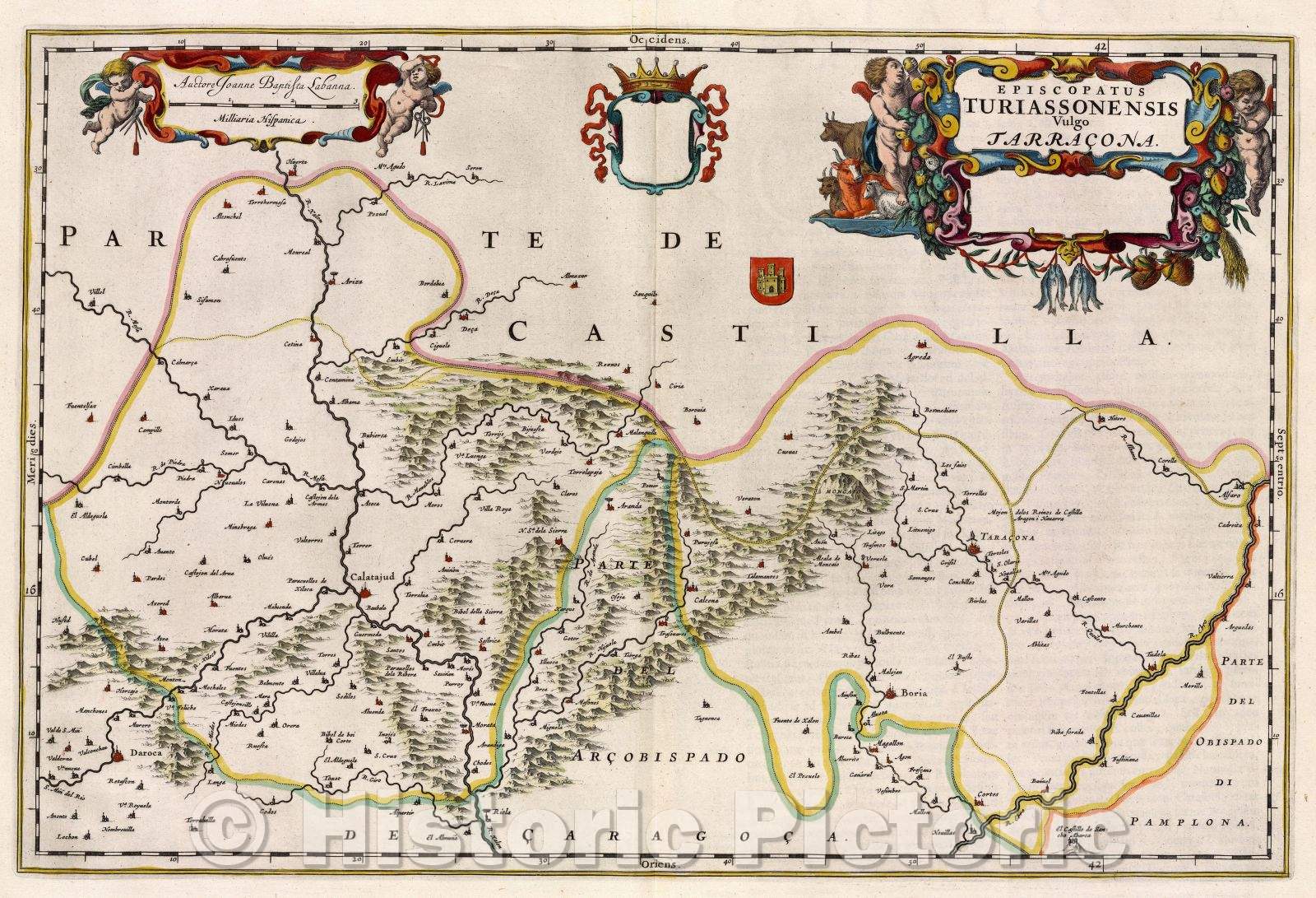Historic Map : Episcopatus Turiassonensis vulgo Tarracona., c. 1664 , Vintage Wall Art