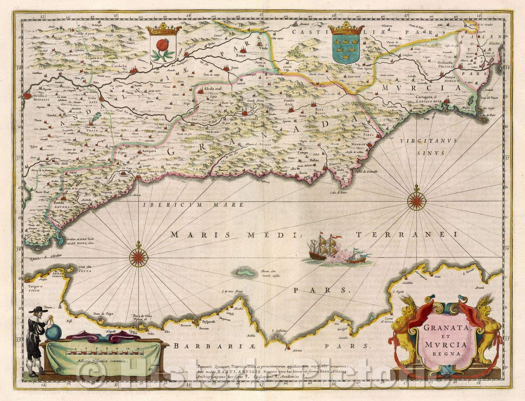 Historic Map : Granata, et Murcia Regna., c. 1664 , Vintage Wall Art