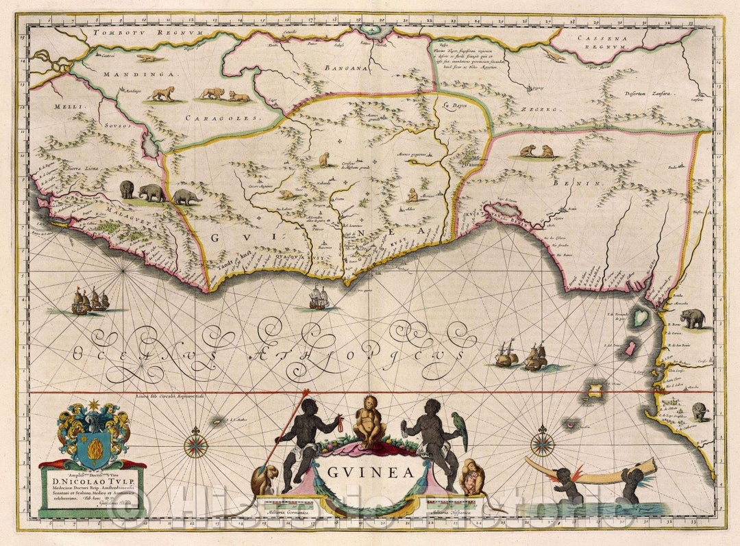 Historic Map : Guinea, c. 1664 , Vintage Wall Art
