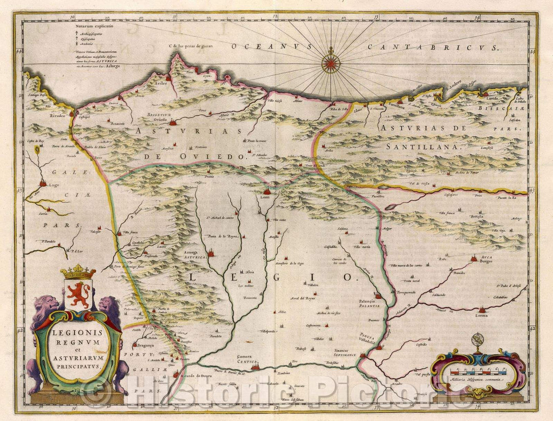 Historic Map : Legionis Regnum et Asturiarum Principatus., c. 1664 , Vintage Wall Art