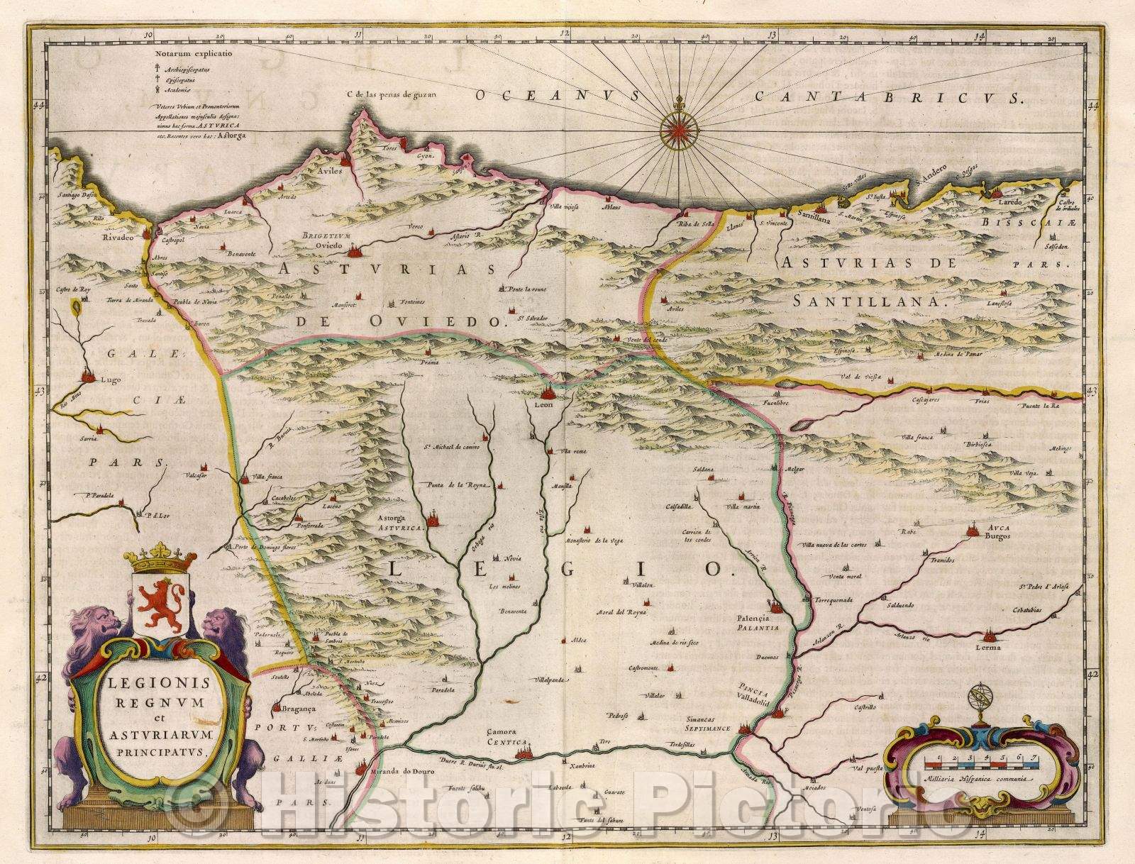Historic Map : Legionis Regnum et Asturiarum Principatus., c. 1664 , Vintage Wall Art