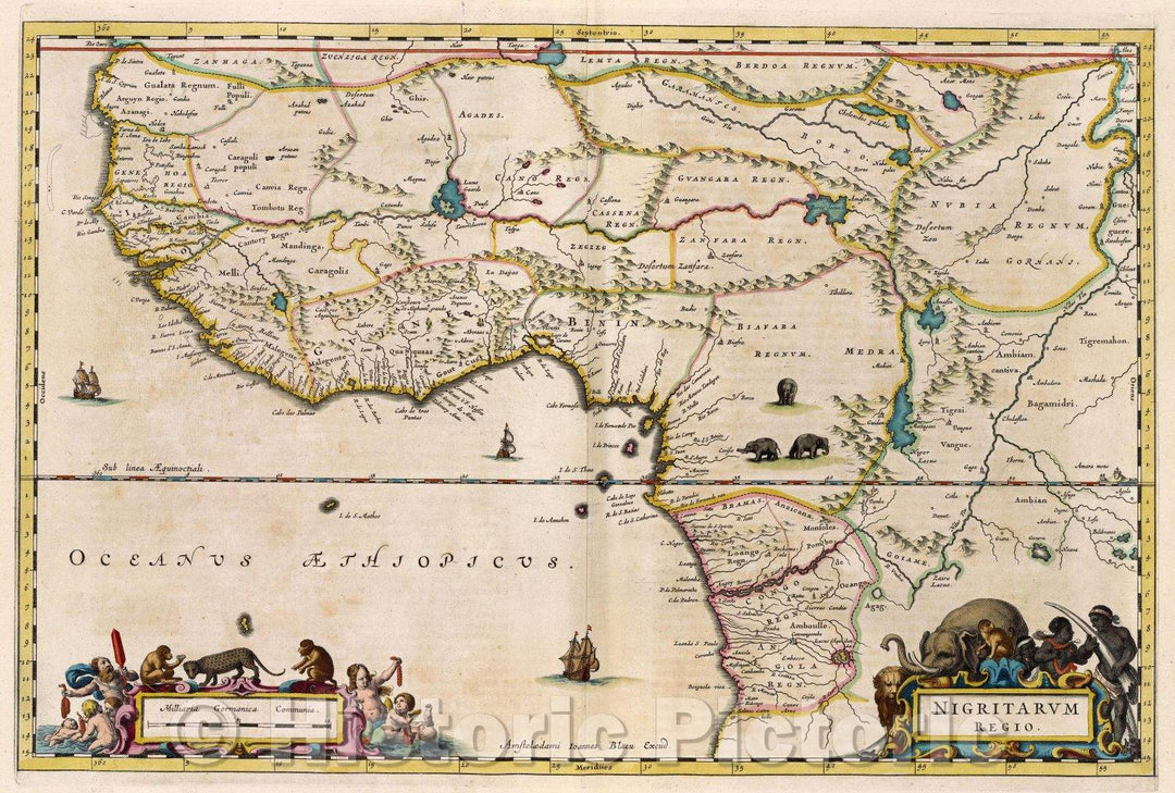 Historic Map : Nigritarum Regio., c. 1664 , Vintage Wall Art