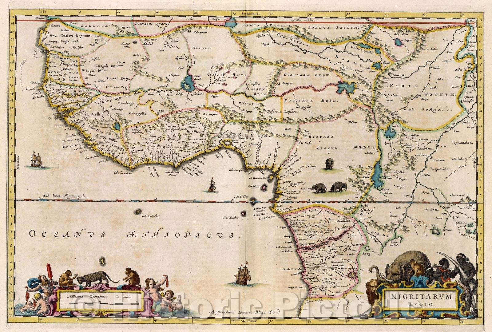 Historic Map : Nigritarum Regio., c. 1664 , Vintage Wall Art