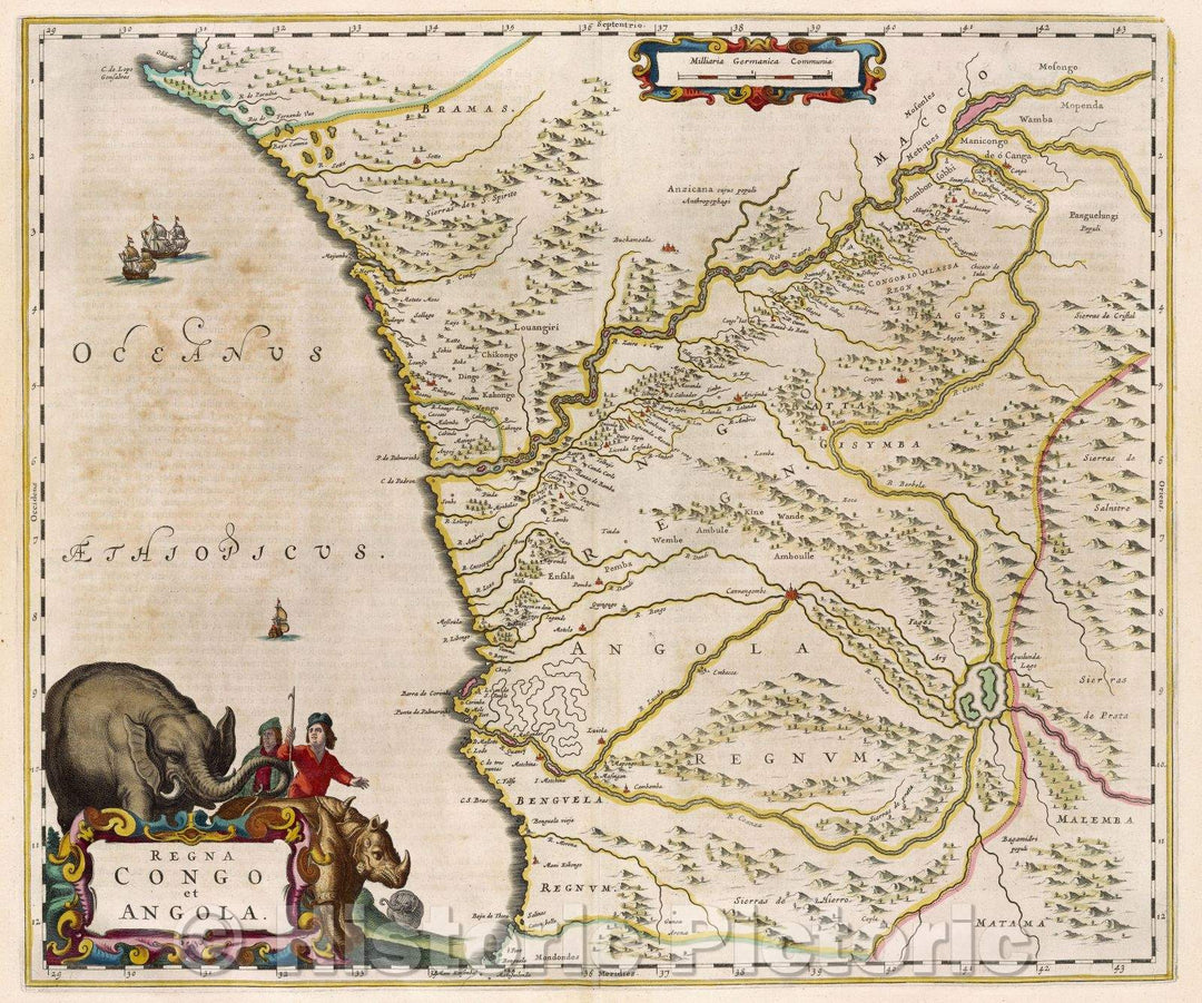 Historic Map : Regna Congo et Angola, c. 1664 , Vintage Wall Art
