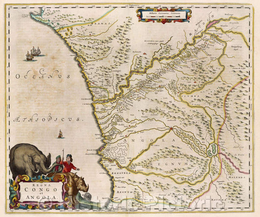 Historic Map : Regna Congo et Angola, c. 1664 , Vintage Wall Art