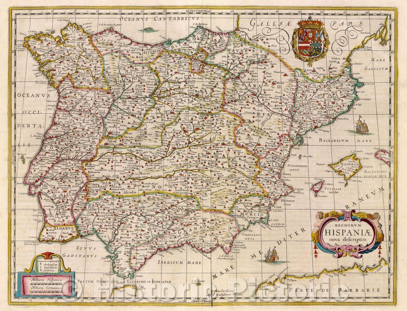 Historic Map : Regnorum Hispaniae nova descriptio., c. 1664 , Vintage Wall Art