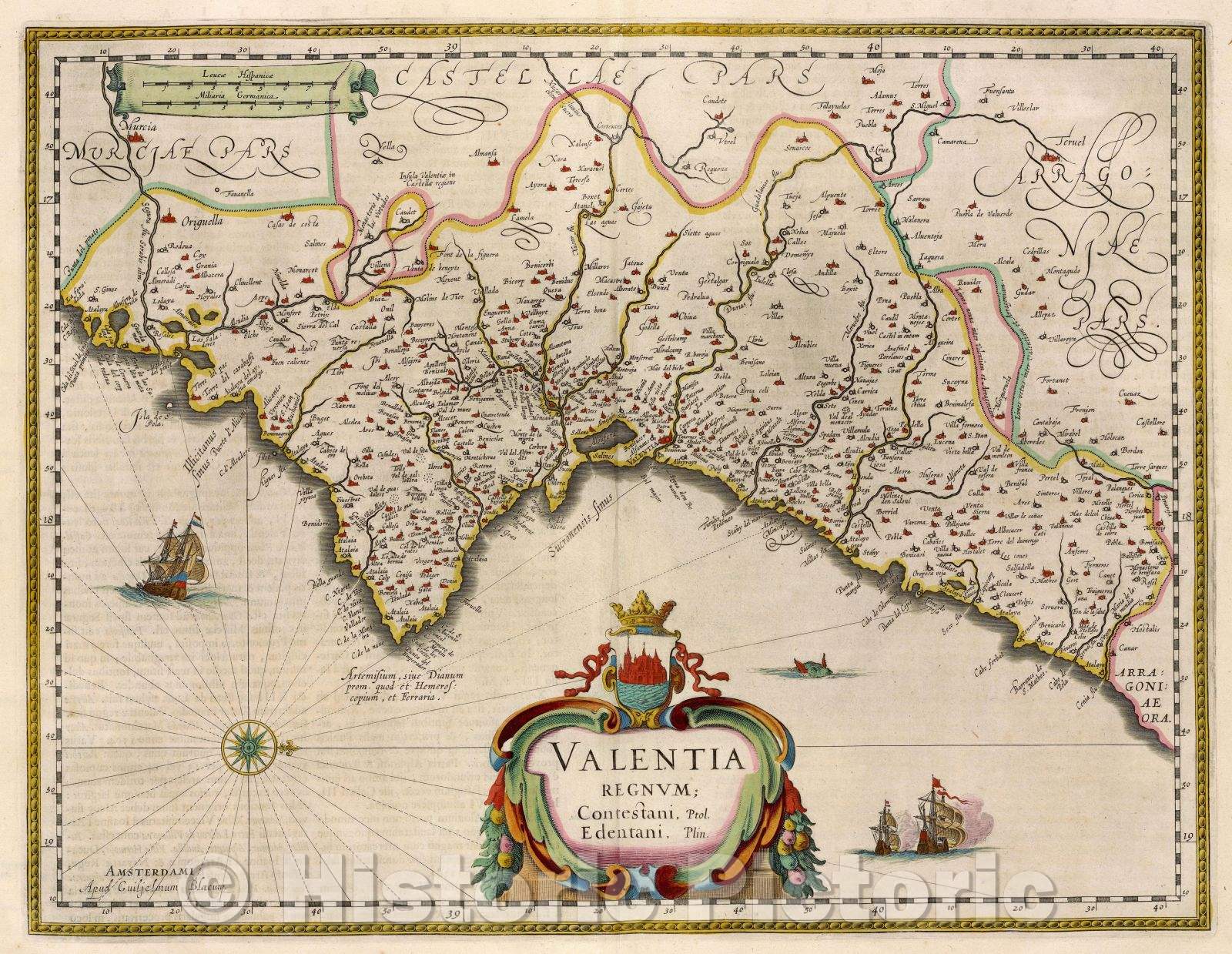 Historic Map : Valentia Regnum; Contestani, Ptol. Edentani, Plin., c. 1664 , Vintage Wall Art