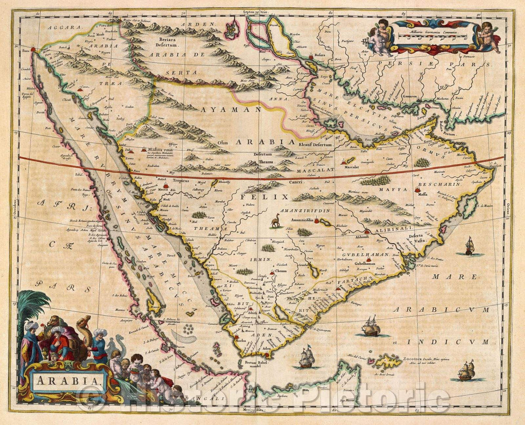 Historic Map : Arabia., 1662 , Vintage Wall Art