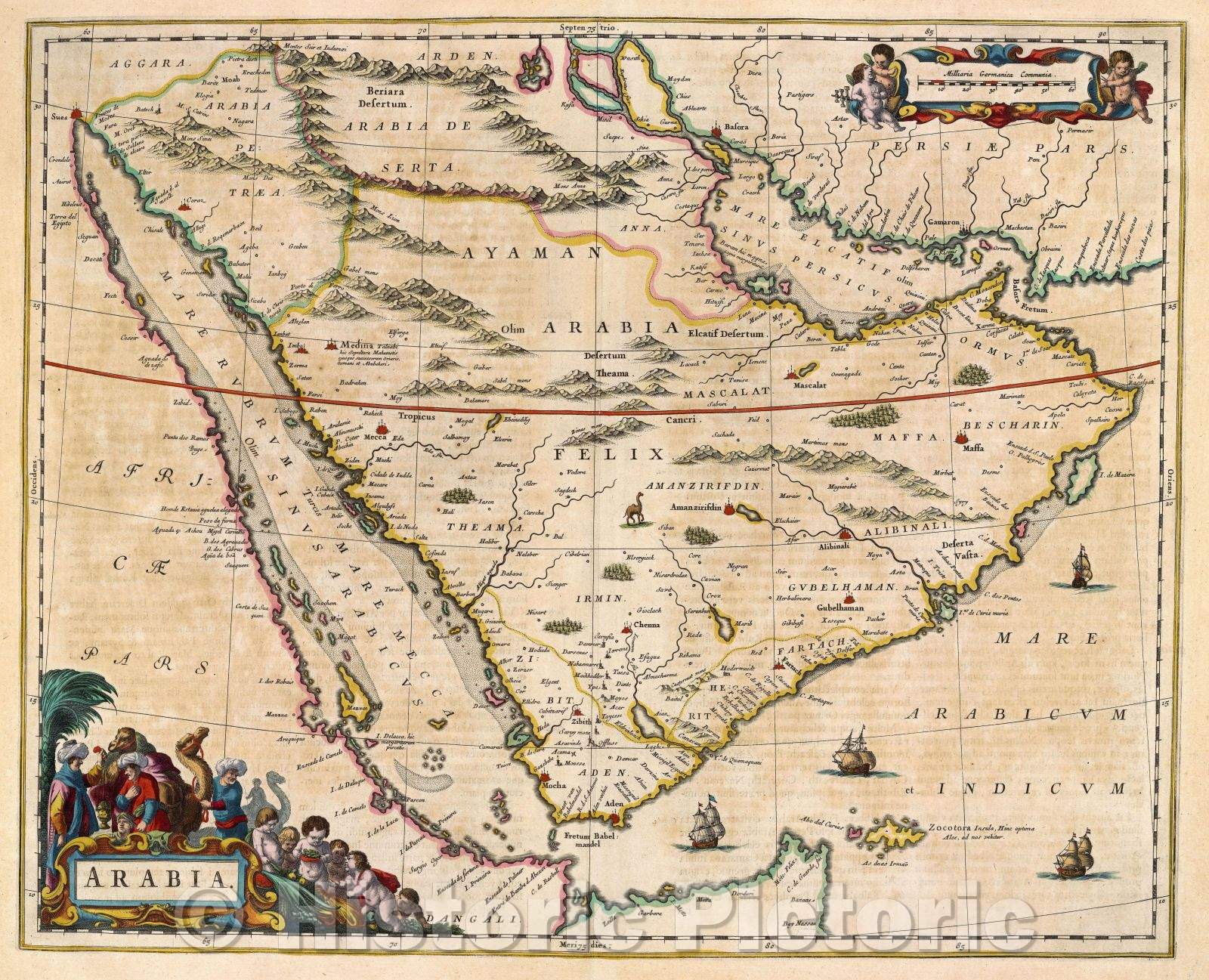 Historic Map : Arabia., 1662 , Vintage Wall Art