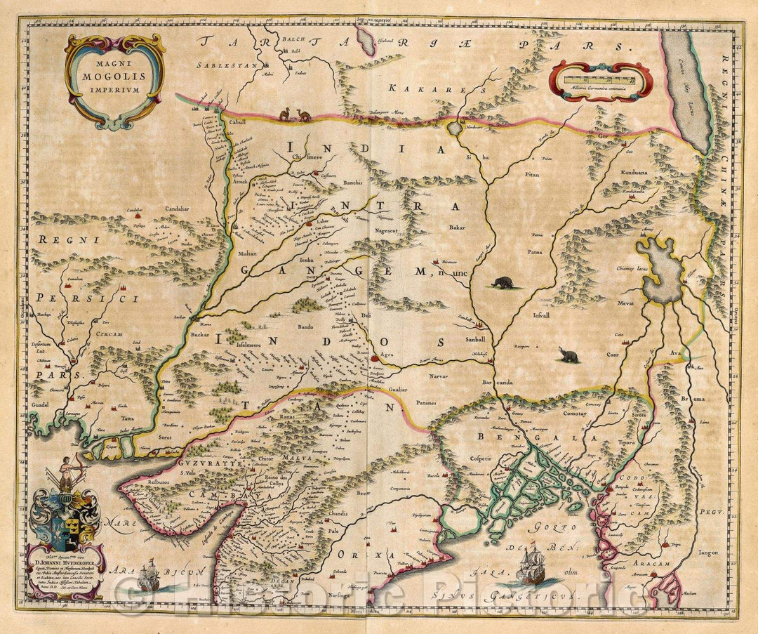 Historic Map : Magni Mogolis Imperium, 1662 , Vintage Wall Art