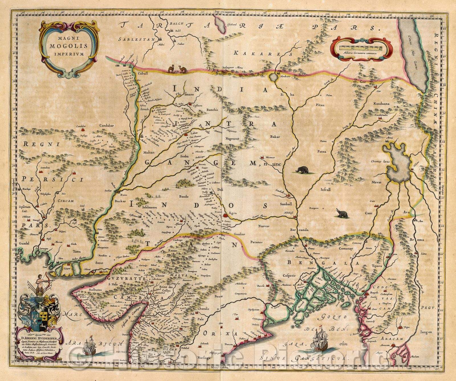 Historic Map : Magni Mogolis Imperium, 1662 , Vintage Wall Art