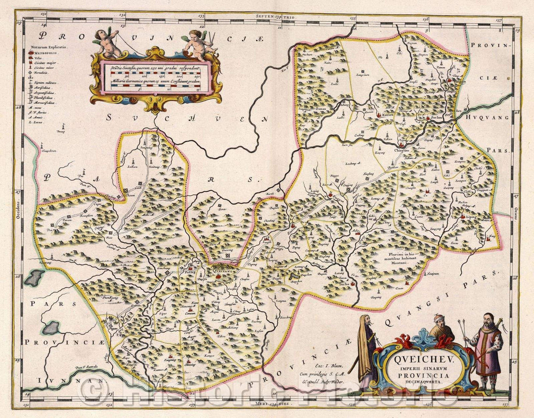 Historic Map : Queicheu, Imperii Sinarum Provincia decimaquarta., 1662 , Vintage Wall Art