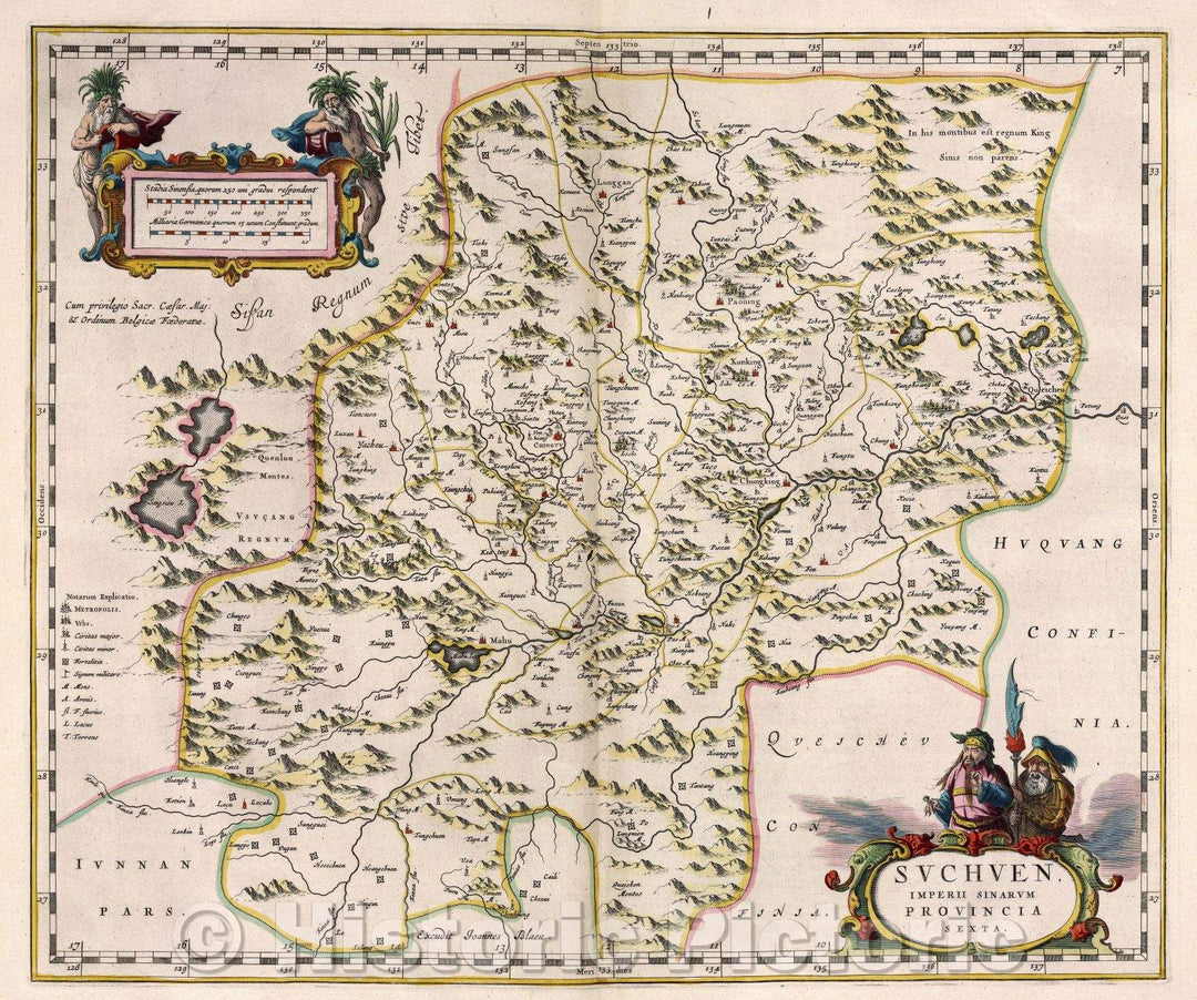 Historic Map : Suchuen, Imperii Sinarum Provincia sexta., 1662 , Vintage Wall Art