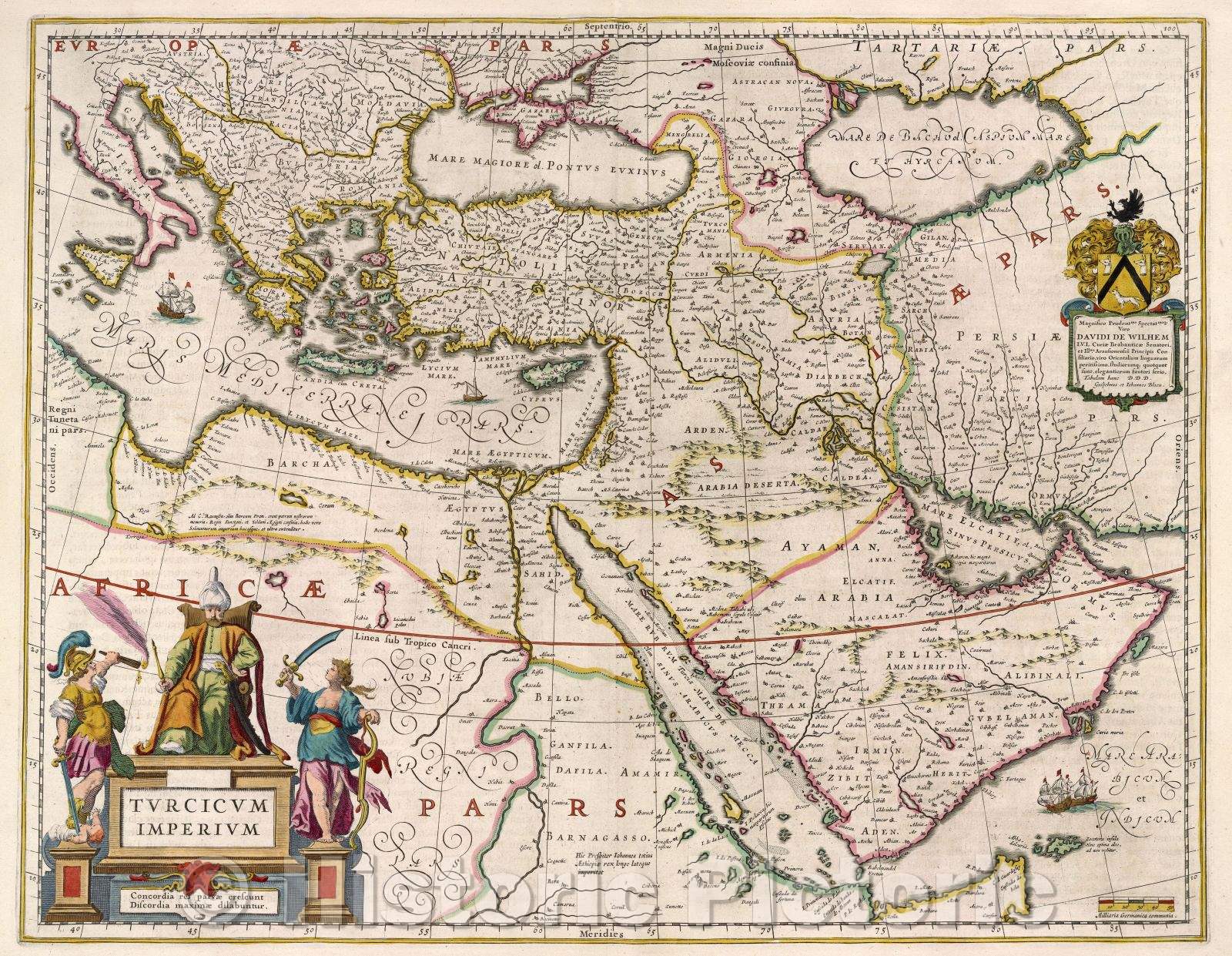 Historic Map : Turcicum Imperium, 1662 , Vintage Wall Art