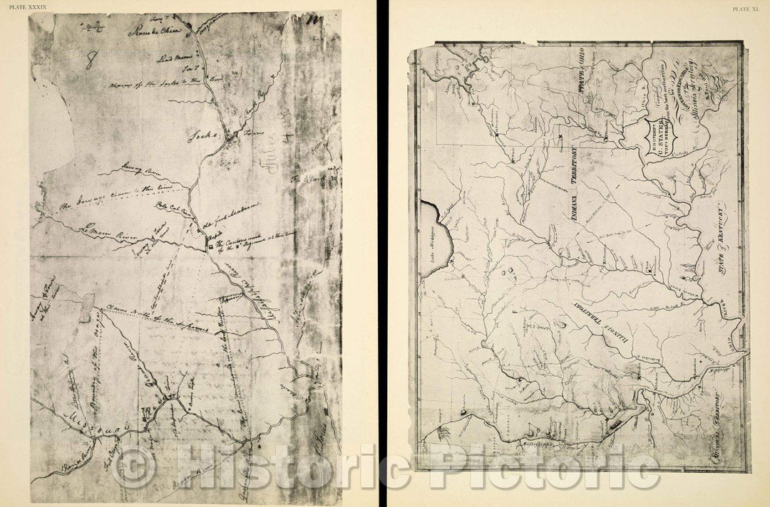Historic Map : Plate XXXIX Sketch of Part of the Upper Mississippi at the Close of the War of 1812. 1942 copy of 1815-1816 original, c. 1815 , Vintage Wall Art