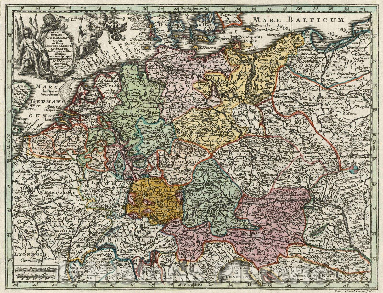 Historic Map : Imperium Romano-Germanicum in suos Circulos Elect. et status suma cura et Stud divisum aeri insculpt. apud Matth: Seutter, 1730 , Vintage Wall Art