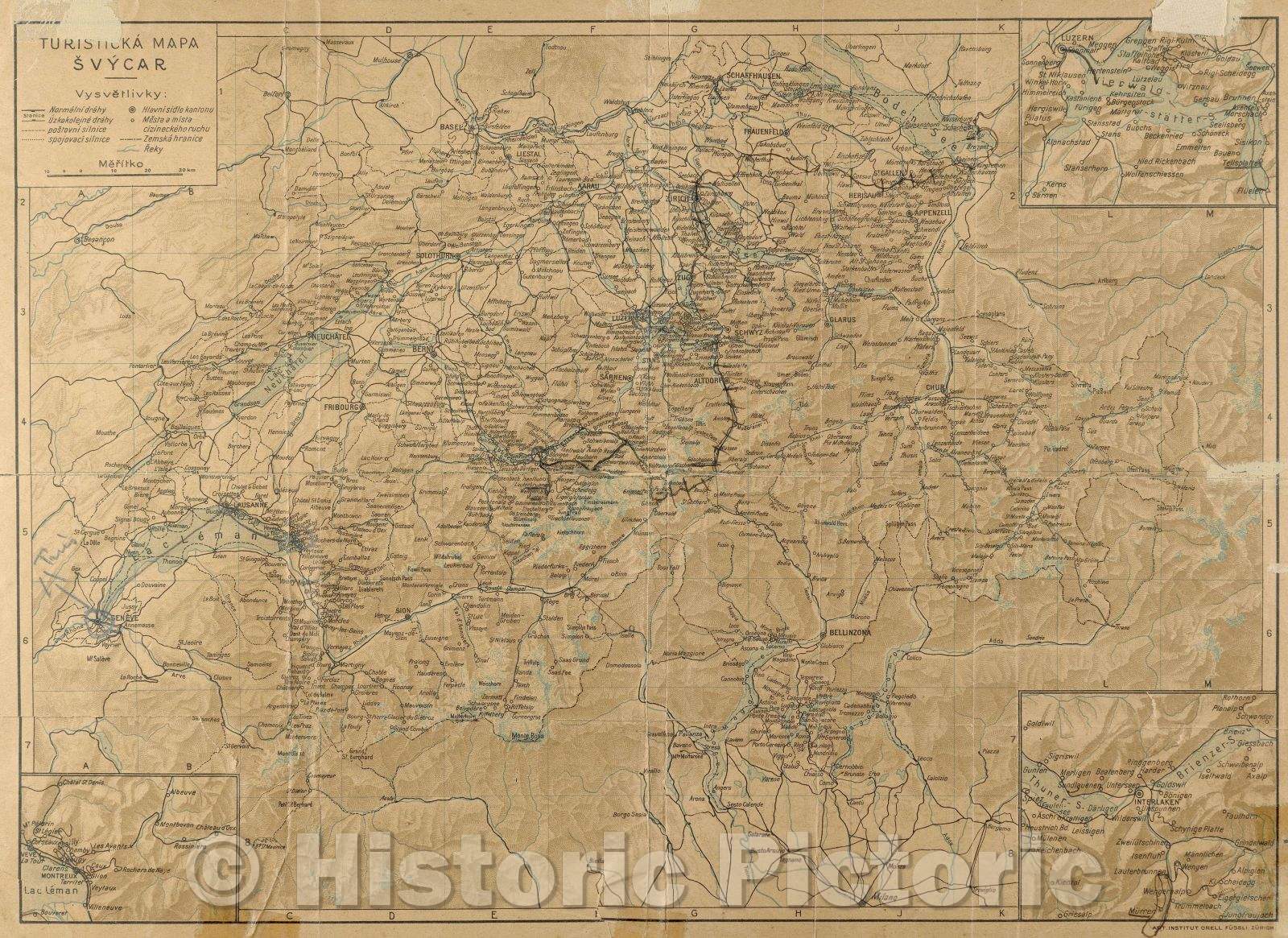 Historic Map : Turisticka Mapa Svycar, c. 1930 , Vintage Wall Art