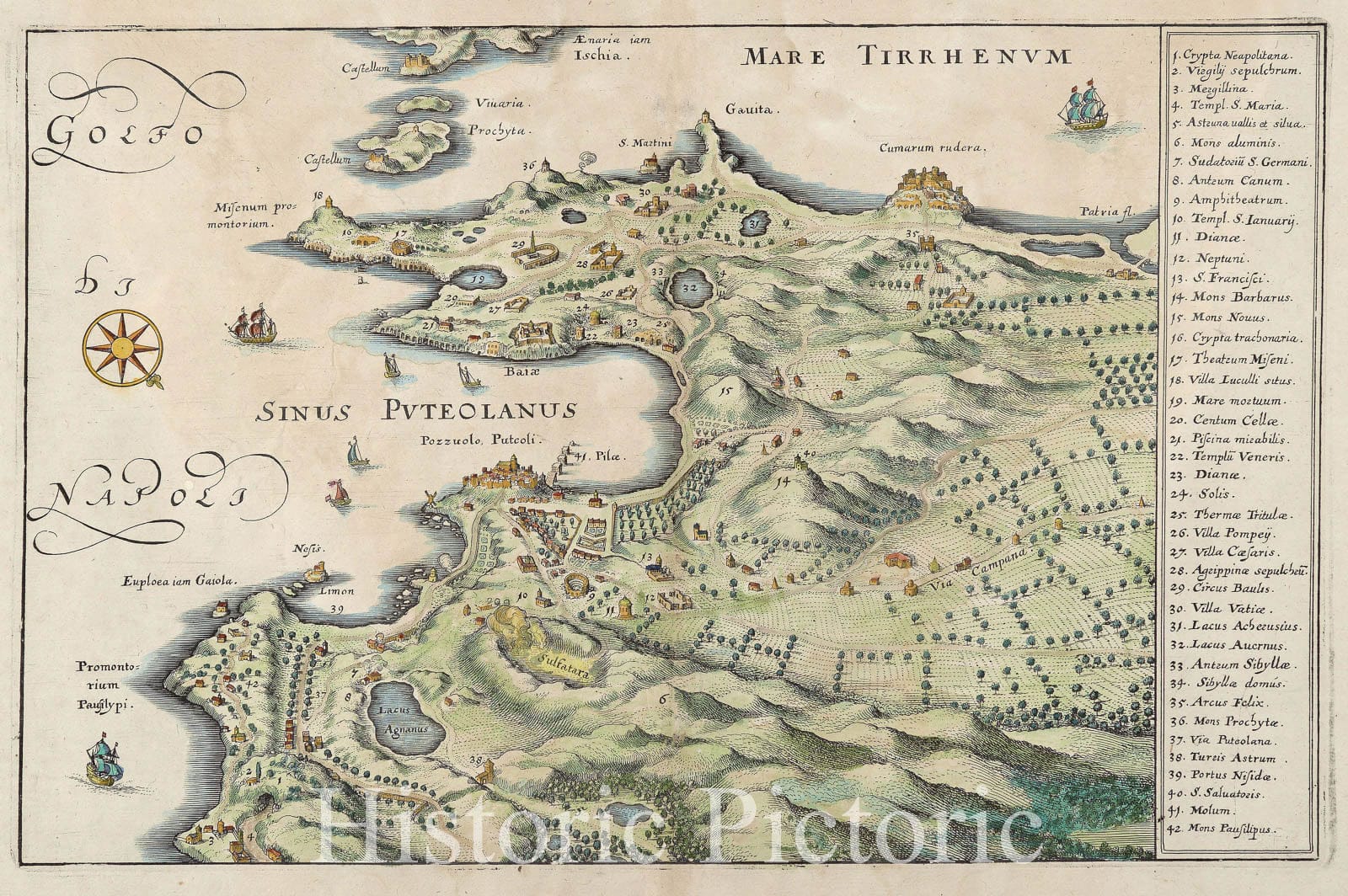 Historic Map : Golfo di Napoli, c. 1688 , Vintage Wall Art