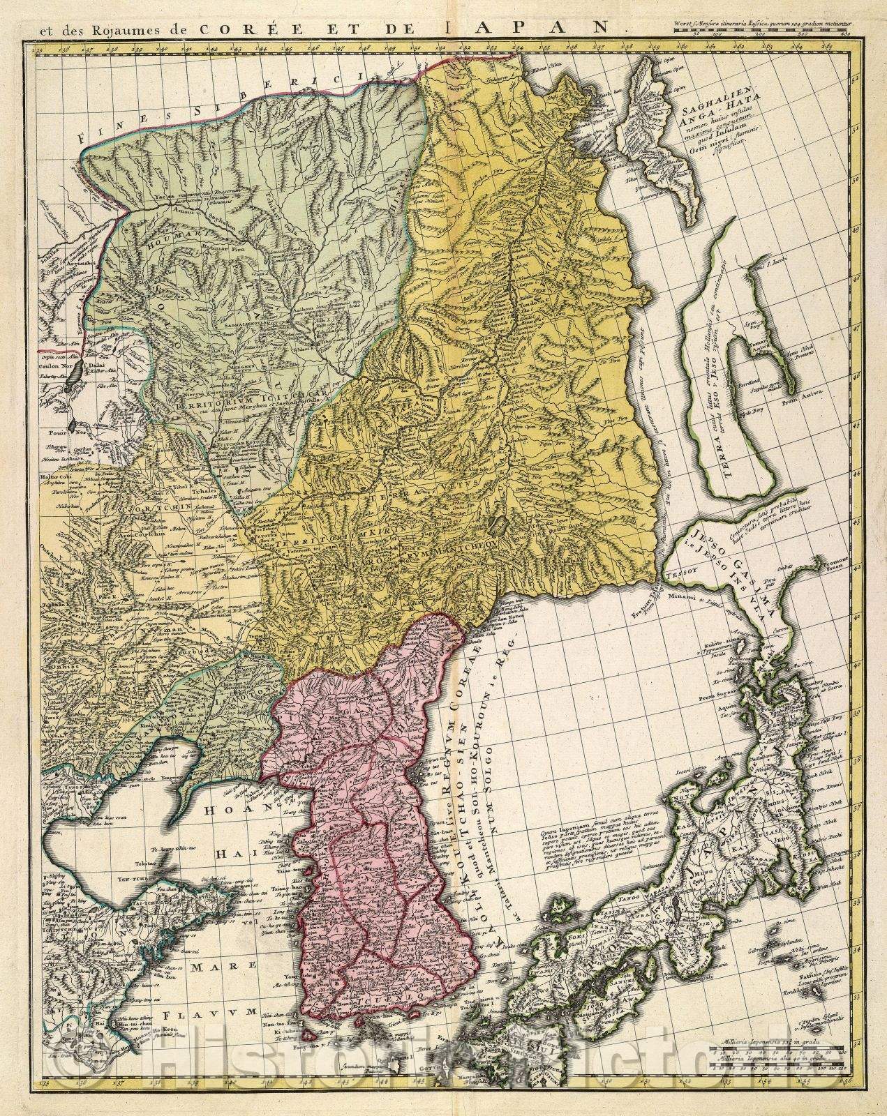 Historic Map : Et des Rojaumes de Coree et de Iapan, c. 1749 , Vintage Wall Art