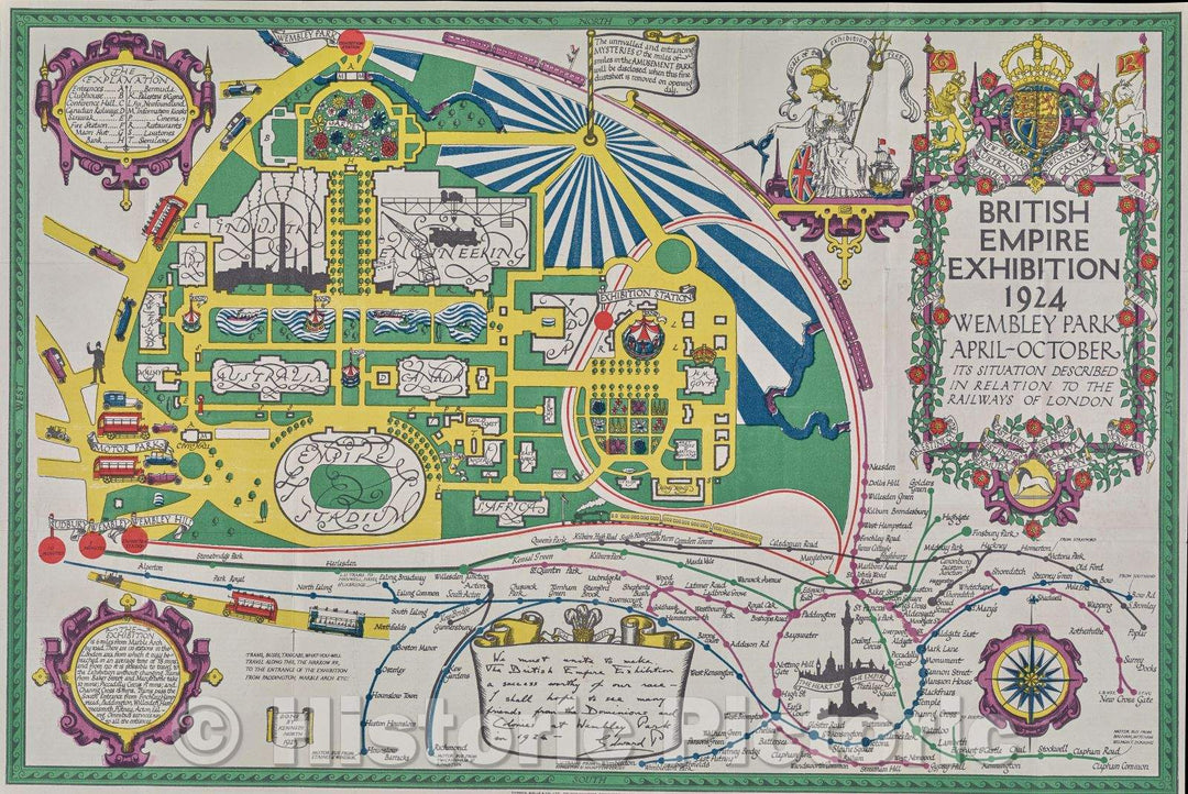 Historic Map : The British Empire Exhibition 1924, c. 1924 , Vintage Wall Art