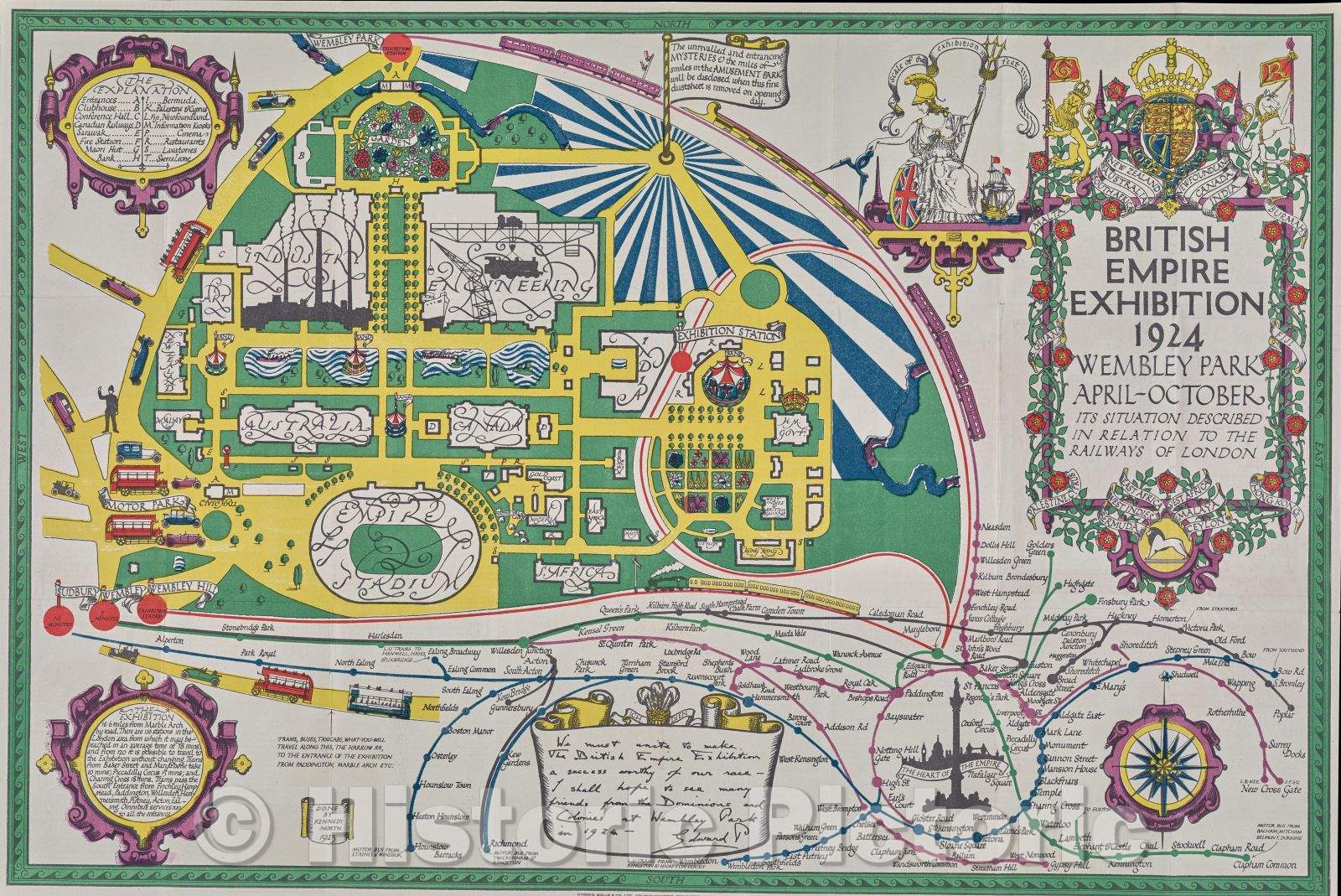 Historic Map : The British Empire Exhibition 1924, c. 1924 , Vintage Wall Art