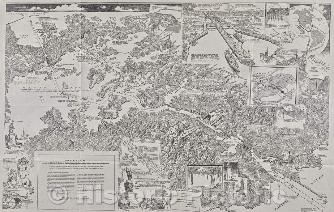Historic Map : The Panama Canal, 1925 , Vintage Wall Art
