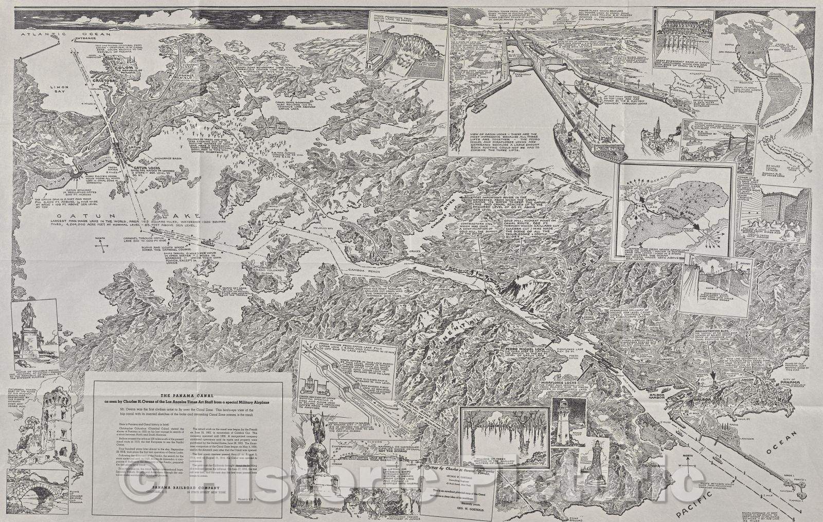 Historic Map : The Panama Canal, 1925 , Vintage Wall Art