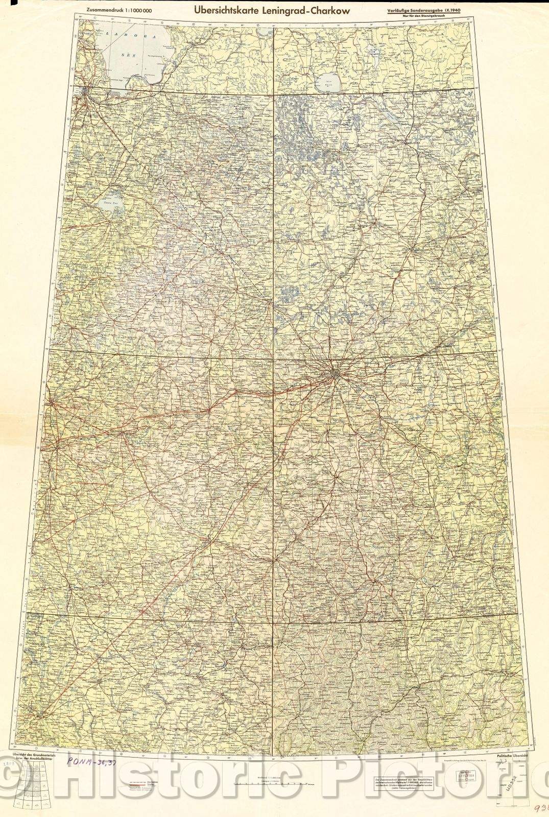 Historic Map : Outline Map Leningrad-Charcow, 1940 , Vintage Wall Art