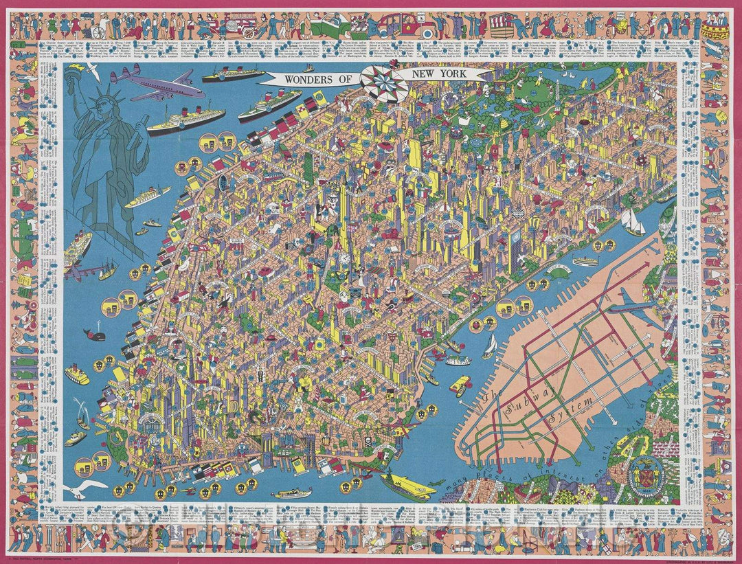 Historic Map : Wonders of New York, 1958 , Vintage Wall Art
