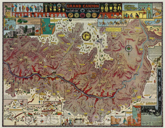 Historic Map : Grand Canyon, 1959 , Vintage Wall Art