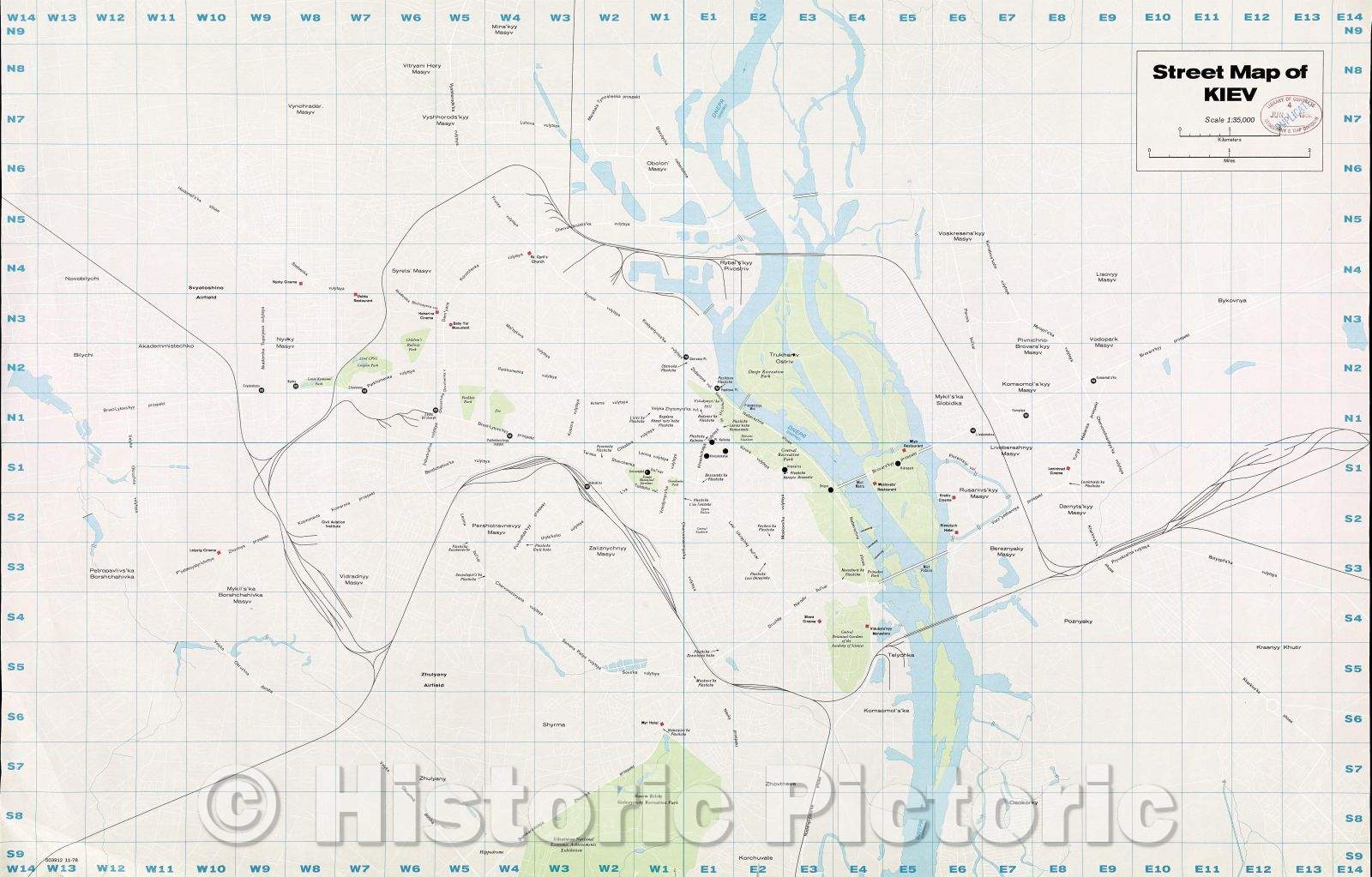 Historic Map : Street Map of Kiev, 1978 , Vintage Wall Art