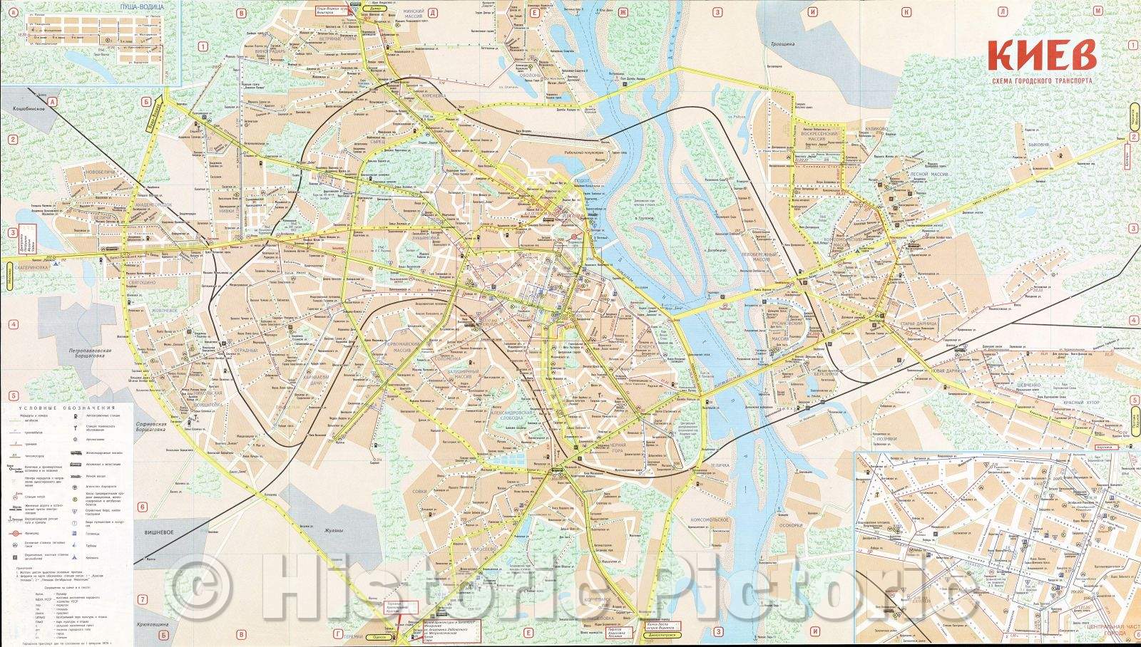 Historic Map : Kiyev skhema gorodskogo transporta, 1979 , Vintage Wall Art
