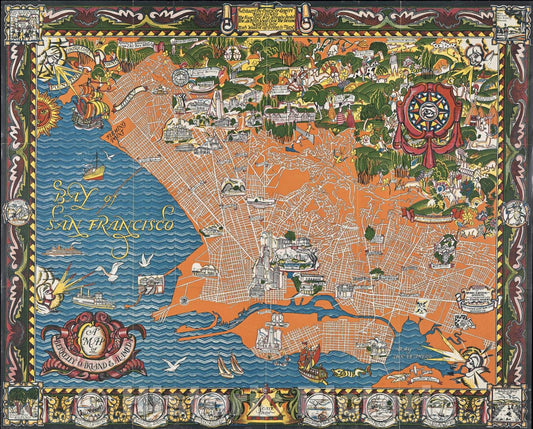 Historic Map : A Map of Berkley, Oakland and Alemeda, Vintage Wall Art