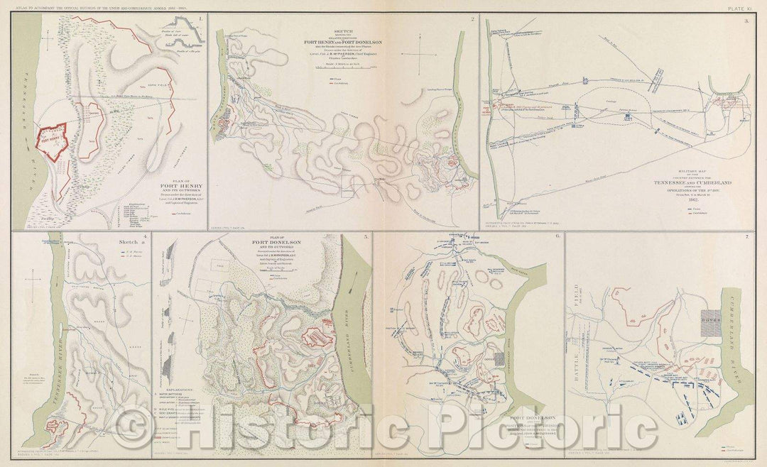 Historic Map : Plan of Fort Henry and its outworks, 1862 , Vintage Wall Art