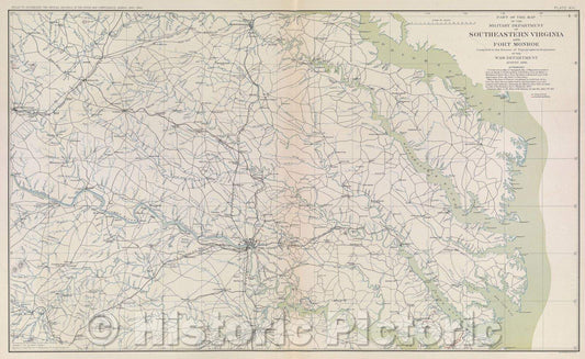 Historic Map : Part of the map of the military department of Southeastern Virginia and Fort Monroe, 1861 , Vintage Wall Art