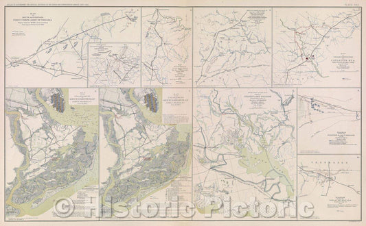 Historic Map : Map of route and positions First Corps, Army of Virginia Major General Sigel, Commanding from August 27th to Sept. 1st 1862., 1863 , Vintage Wall Art