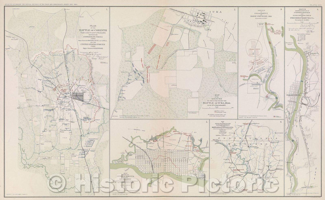 Historic Map : Plan of the Battle of Corinth fought on the 3d and 4th of October, 1862.  Between the Confederate Forces under Major Generals Van Dorn, Price and Love, 1863 , Vintage Wall Art