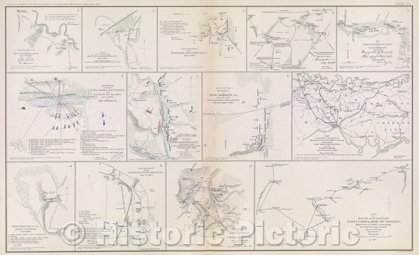 Historic Map : Rough sketch of reconnaissance May 24th 1862, 1862 , Vintage Wall Art