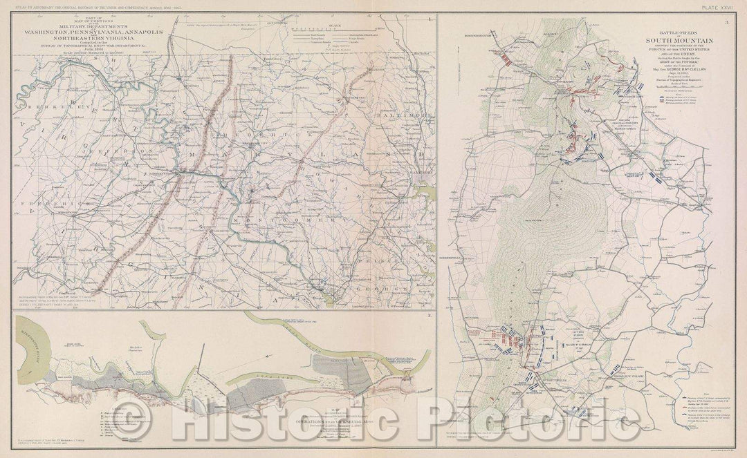 Historic Map : Part of map of portions of the military departments of Washington, Pennsylvania, Annapolis and Northeastern Virginia , 1863 , Vintage Wall Art