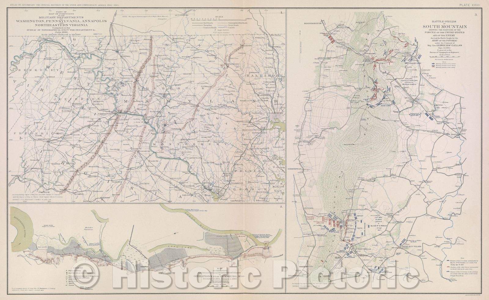 Historic Map : Part of map of portions of the military departments of Washington, Pennsylvania, Annapolis and Northeastern Virginia , 1863 , Vintage Wall Art