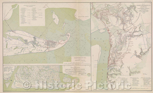 Historic Map : Galveston, Tex. and its fortifications., 1864 , Vintage Wall Art