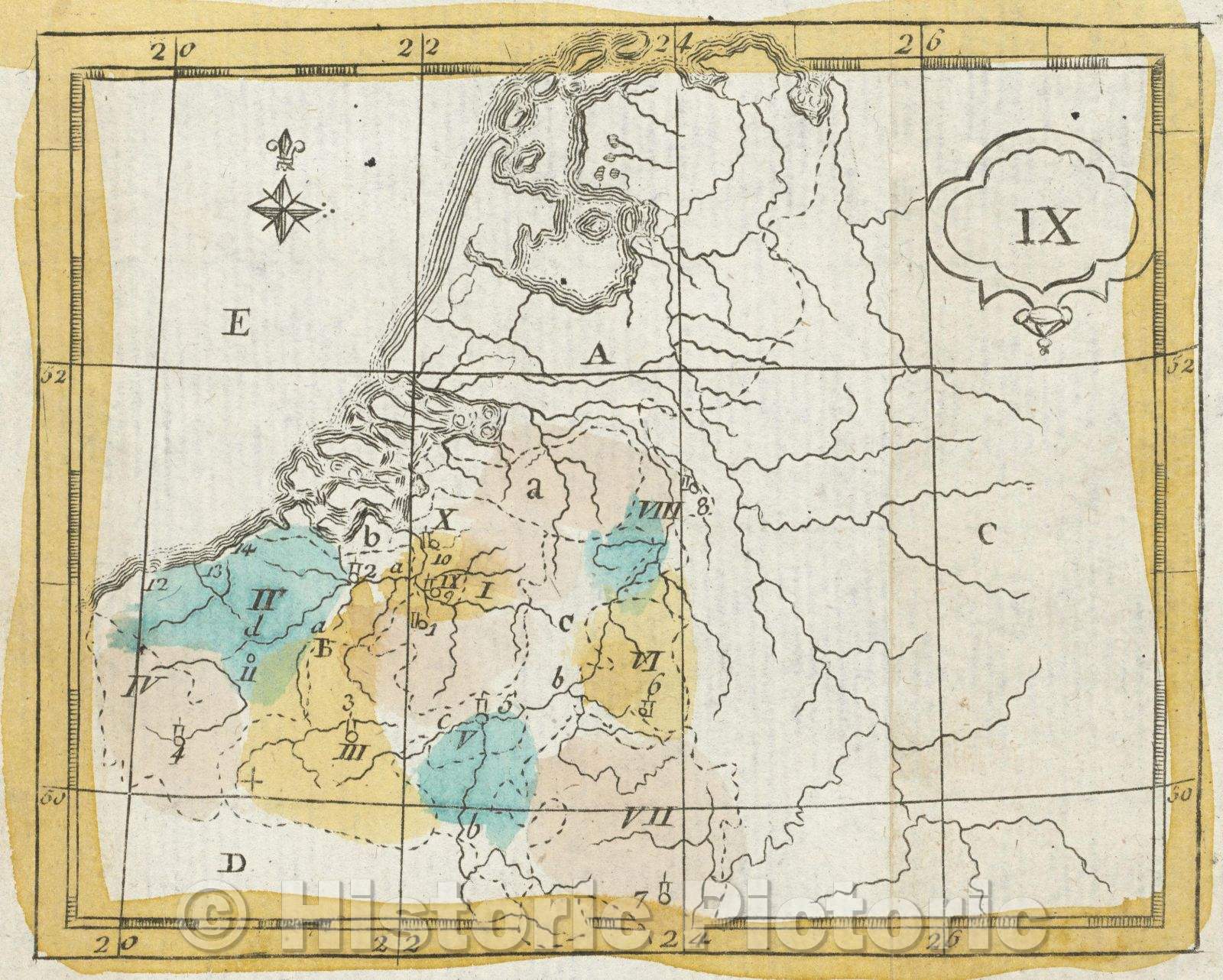 Historic Map : [Map of Belgium], 1790 , Vintage Wall Art
