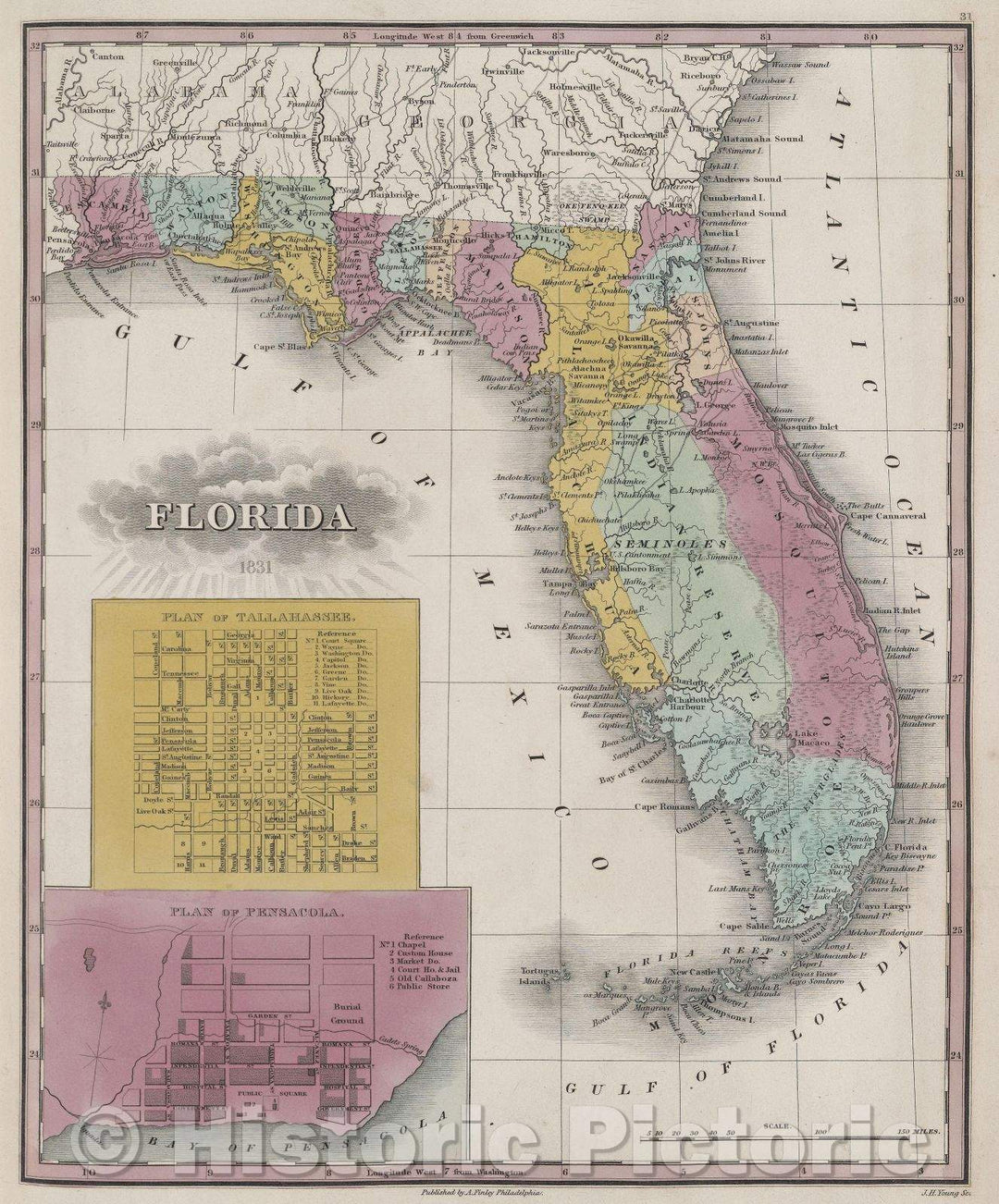 Historic Map : Florida, 1831 , Vintage Wall Art