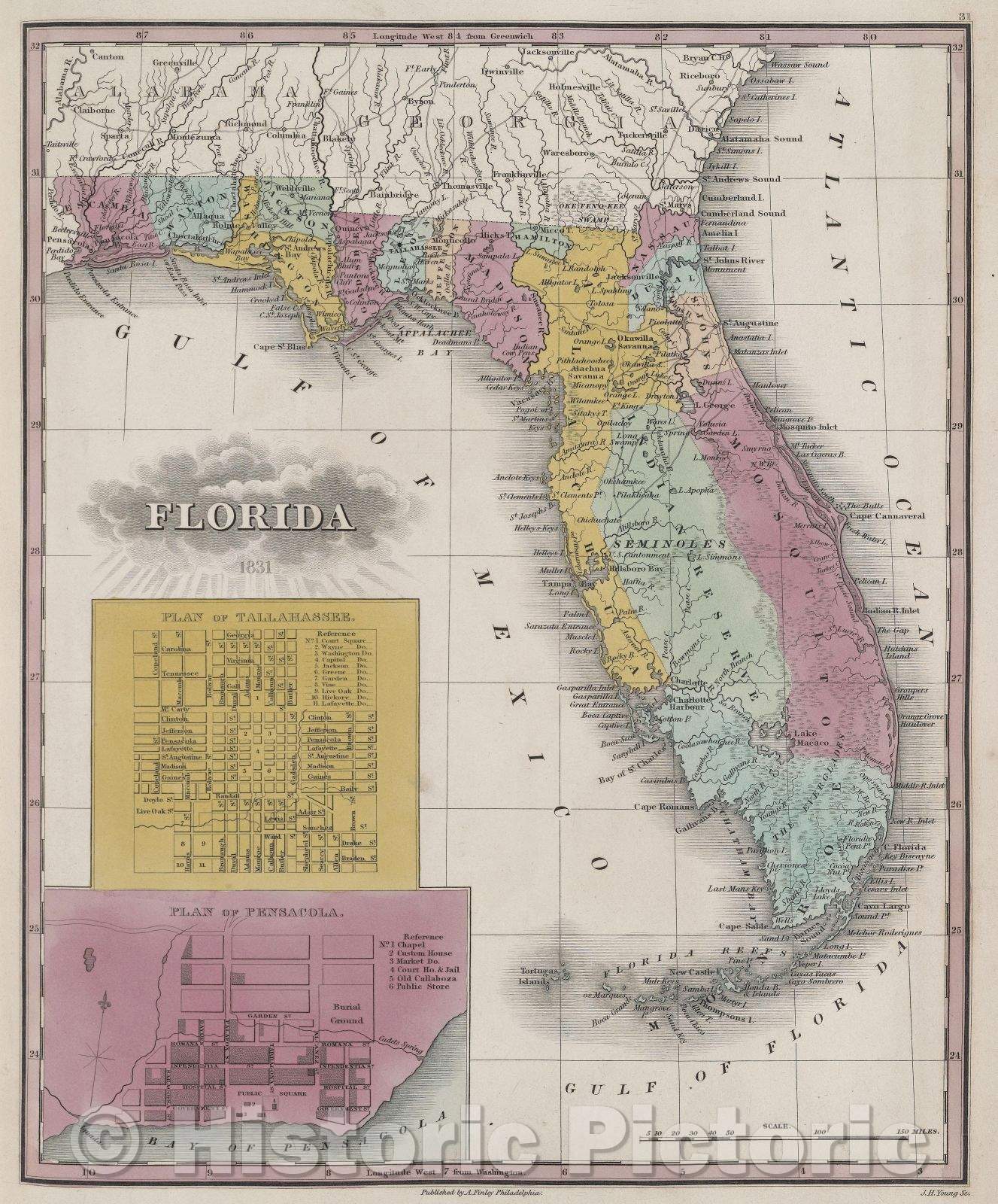 Historic Map : Florida, 1831 , Vintage Wall Art