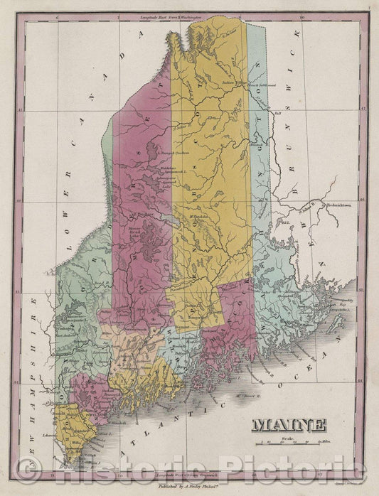 Historic Map : Maine, 1832 , Vintage Wall Art