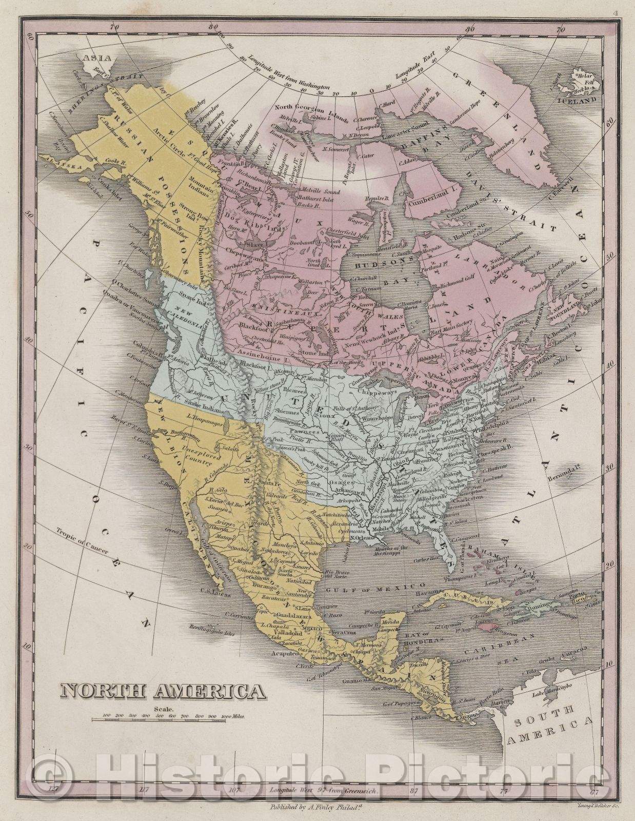 Historic Map : North America, 1832 , Vintage Wall Art