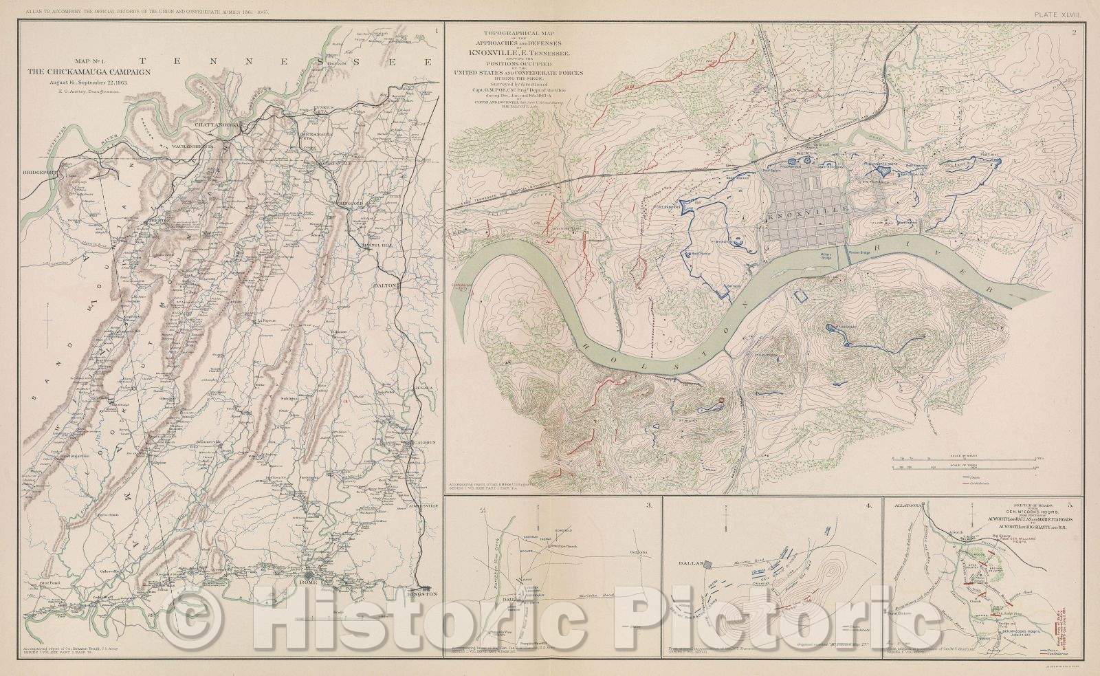 Historic Map : Map No. 1.  The Chickamauga Campaign August 16 _ September 22, 1863., c. 1864 , Vintage Wall Art