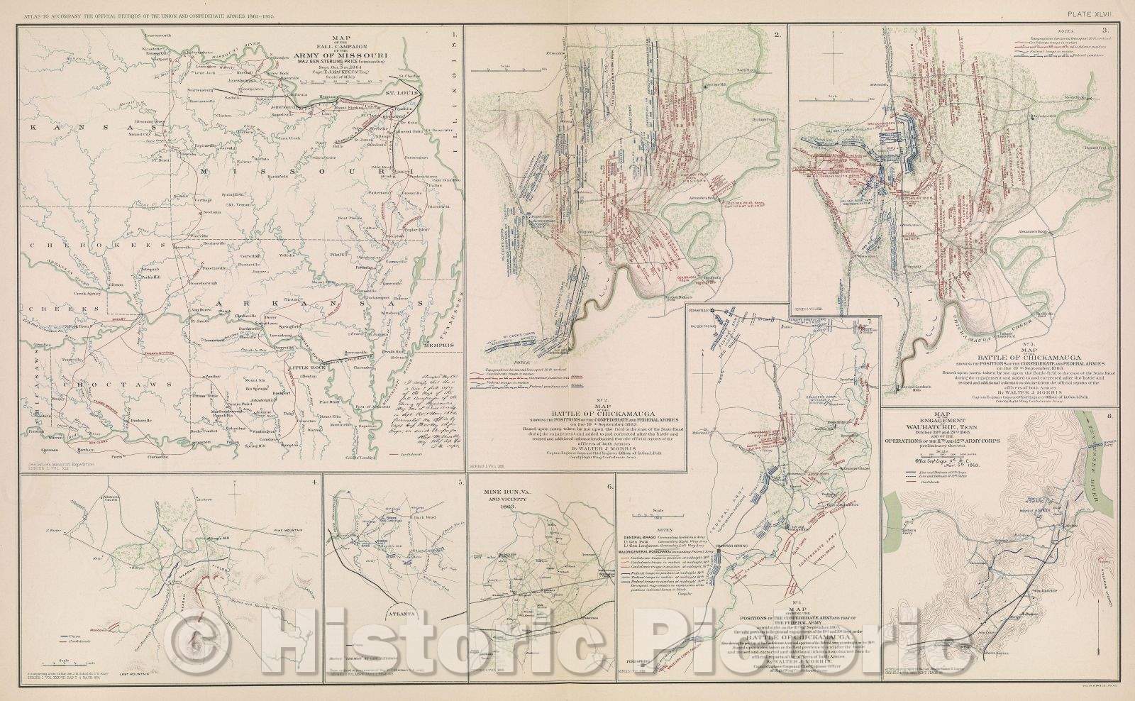 Historic Map : Map of the Fall campaign of the Army of Missouri, 1864 , Vintage Wall Art