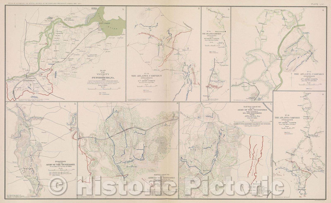 Historic Map : Map of the vicinity of Petersburg, VA. 1862, 1864 , Vintage Wall Art