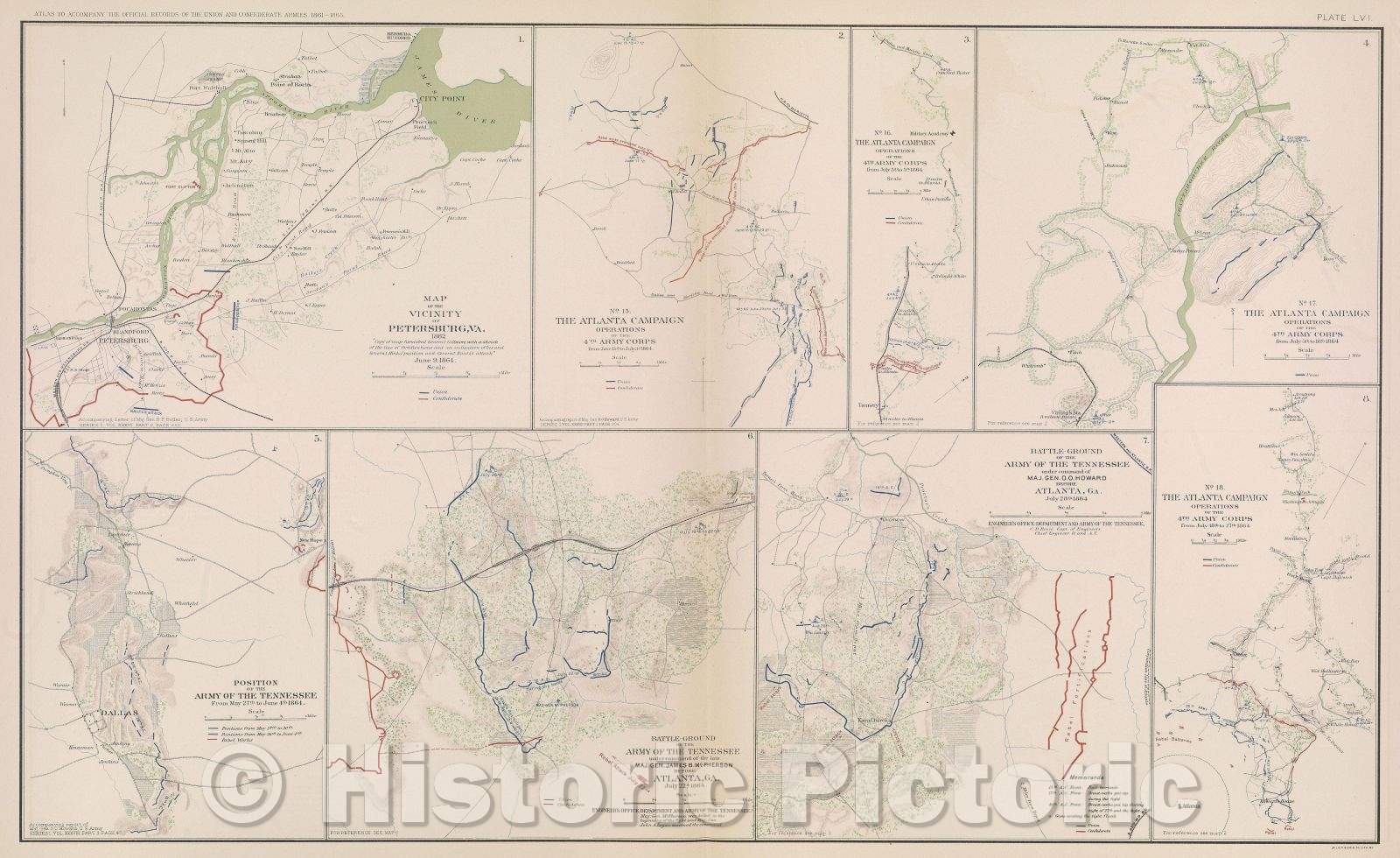 Historic Map : Map of the vicinity of Petersburg, VA. 1862, 1864 , Vintage Wall Art